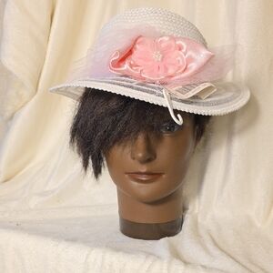 Elegant White and Pink Easter Girl's Hat